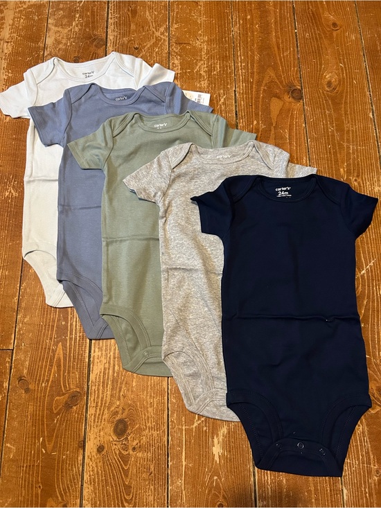 Carter's Other - Carter's Solid Short-Sleeve Bodysuit Pack - White, Blue, Green, Gray, Navy